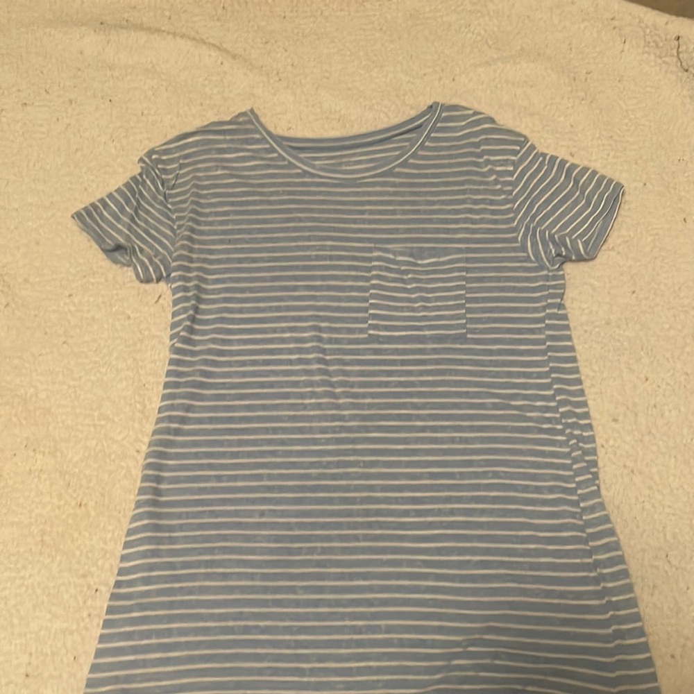 Striped blue and white T